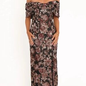 Petal & Pup Lilia Off the Shoulder Maxi Cocktail Dress